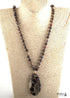 Boho Necklace, RH Rose Quart Amazonite, Oval Blue White Black Natural Stone